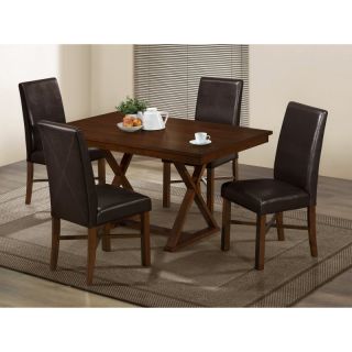 Monarch Modern Oak & Brown Faux Leather Dining Chairs   Set of 2   I 1818