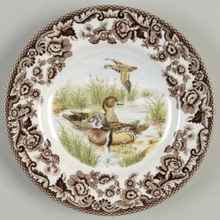 Spode Woodland Bread & Butter Plate, Fine China Dinnerware   Brown Floral Border