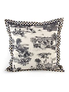 MacKenzie Childs Toile & Checkered Throw Pillow   No Color