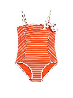 Little Marc Jacobs Toddlers & Little Girls Tara Striped Maillot   Vibrant Red