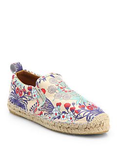 Marc by Marc Jacobs Floral Print Leather Espadrille Flats   Cream