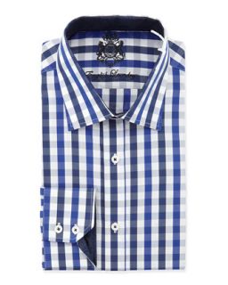 Classic Fit Large Check Dress Shirt, Navy