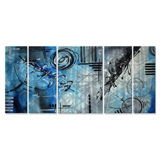 Megan Duncanson Blue Divinity Metal Wall Art (LargeSubject: AbstractMedium: MetalImage dimensions: 24 inches high x 56 inches wide x 1 inch deepOuter dimensions: 24 inches high x 56 inches wide x 1 inch deep )
