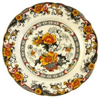 Royal Cauldon Bentick Salad Plate, Fine China Dinnerware   Black Bands,Yellow/Or