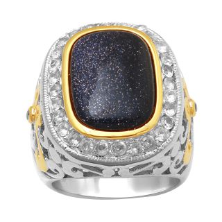 Alexandra Gem Blue Sandstone & Lab Created White Sapphire Ring, Womens