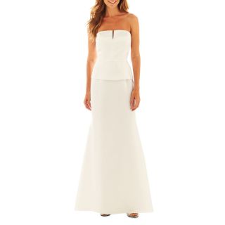 LILIANA Simply Strapless Peplum Gown, White
