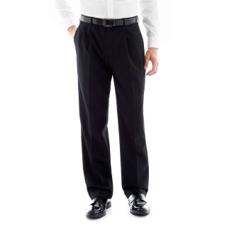 Stafford Super 100 Pleated Suit Pants, Black, Mens