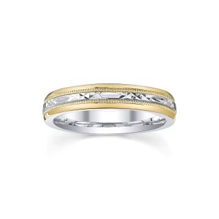 Womens 4mm 10K Gold & Sterling Silver Wedding Band, Twotone