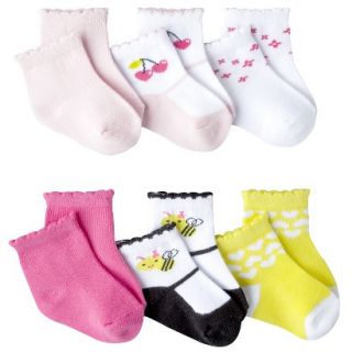 Just One YouMade by Carters Newborn Girls 6 Pack Scalloped Crew Bee Socks  