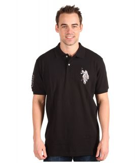 U.S. Polo Assn New Solid w/ Tonal Emb. Mens Short Sleeve Button Up (Black)