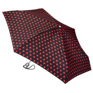 totes Mini Auto Open Umbrella   Black/Red Dots