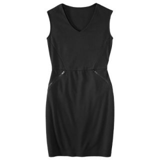 Mossimo Womens Ponte V neck Zippered Pocket Dress   Black XS