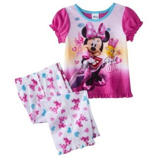 Disney Minnie Mouse Toddler Girls 2 Piece Short Sleeve Pajama Set   Pink 4T