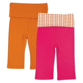 Yoga Sprout Newborn Girls 2 Pack Yoga Pants   Pink/Orange 6 9 M
