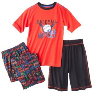 Cherokee Boys 2 Piece Short Sleeve Baseball Pajama Set   Red M