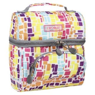 JWorld Corey Lunch Bag with Front Pocket, Squares Neon