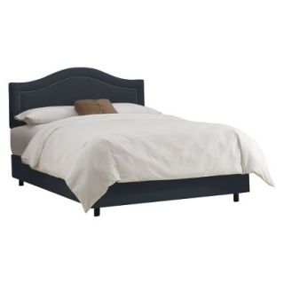 Skyline King Bed: Skyline Furniture Merion Inset Nailbutton Bed   Navy