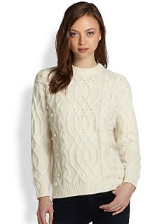 Demylee Uma Cable Knit Bobble Sweater   Ivory