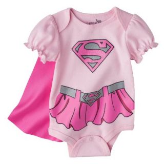 Superman Newborn Girls Supergirl Caped Bodysuit   Pink 3 6 M