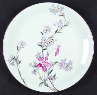 Noritake Verna (Gold Trim) Dinner Plate, Fine China Dinnerware   Pink&Bluish Gra