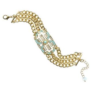 Womens Fashion Bracelet   Gold/Turquoise/White