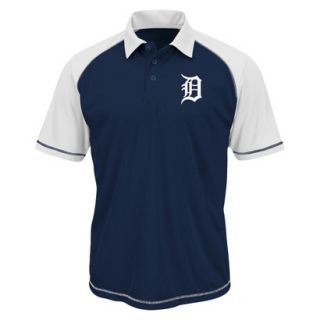 MLB Mens Detroit Tigers Synthetic Polo T Shirt   Navy/White (L)