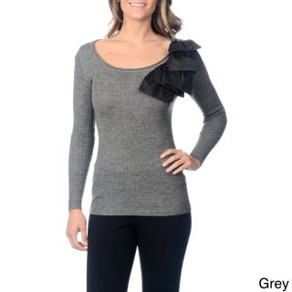 Yal Yal Womens Tafetta Bow Detail Sweater Grey Size M (8  10)