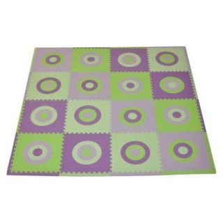 16pc Playmat Set, Circles Squared   Green and Purple by Tadpoles