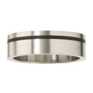 Mens Stainless Steel Ring with Black Accent Line   10