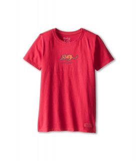 Life is good Kids Crusher Cat Tee Girls T Shirt (Red)