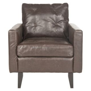 Club Chair: Upholstered Chair: Safavieh Sarcelles Club Chair   Dark Brown