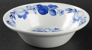 Portmeirion Harvest Blue Rim Cereal Bowl, Fine China Dinnerware   Blue Flowers &