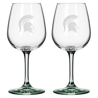 Boelter Brands NCAA 2 Pack Michigan state Spartans Satin Etch Wine Glass   12 oz