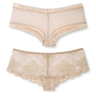 Gilligan & OMalley Womens 2 Pack Lace Tanga   Mochaccino L