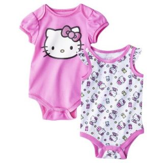 Hello Kitty Newborn Girls 2 Pack Bodysuit   Pink 6 9 M