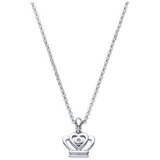 Little Diva Sterling Silver Diamond Accent Crown Pendant Necklace   Silver