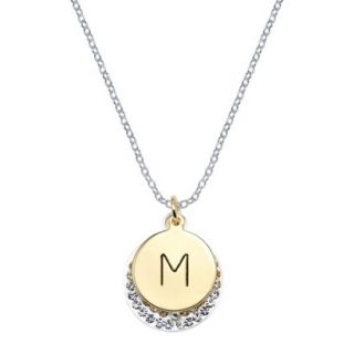 Silver Plated Necklace Charm with Initial M   Clear