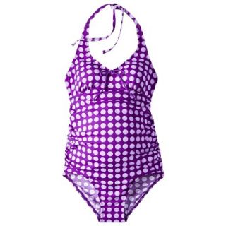 Womens Maternity Halter One Piece Swimsuit   Amethyst/White L