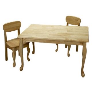 Kids Table and Chair Set: Queen Anne Rectangle Table and 2 Chairs   Natural