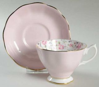 Royal Albert Rose Confetti Footed Cup & Saucer Set, Fine China Dinnerware   Pink