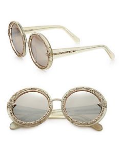 Karen Walker Orbit Filigree Plastic Round Sunglasses   Gold Glitter