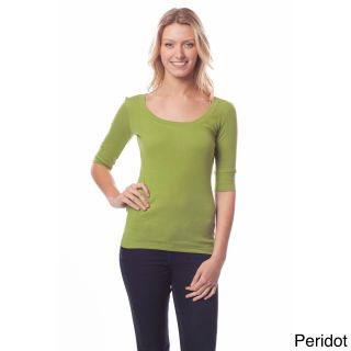 AtoZ A To Z Womens Scoop Neck Elbow Sleeve Top Green Size S (4 : 6)