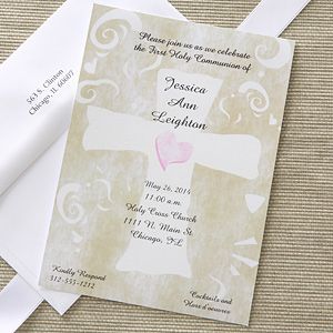 Personalized Holy Cross First Communion Invitations