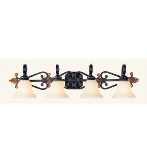 Tuscany 4 Light Bathroom Vanity Lights in Copper Bronze With Aged Gold Leaves 4414 56