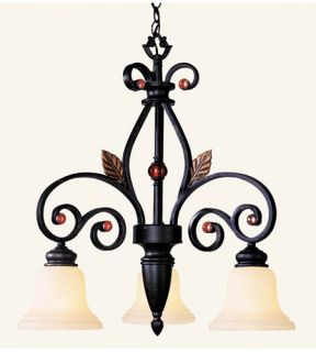 Tuscany 3 Light Chandeliers in Copper Bronze With Aged Gold Leaves 4433 56