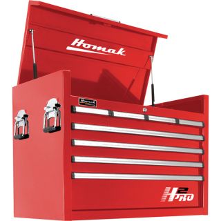 Homak H2PRO Series 36 Inch 8 Drawer Top Tool Chest   Red, 35 1/4 Inch W x 21