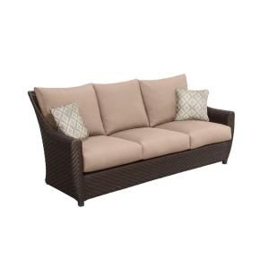 Brown Jordan Highland Patio Sofa in Sparrow with Bazaar Throw Pillows M10035 S 3