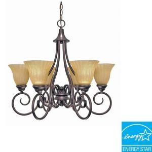 Green Matters Moulan 6 Light Polished Chrome Chandelier with Champagne Linen Glass Shade(Bulbs Included) HD 2403