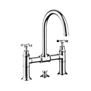Hansgrohe Axor Montreux 2 Handle Kitchen Bridge Faucet in Chrome with Cross Handles 16510001