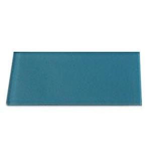 Splashback Tile Contempo Turquoise Polished Glass Tiles   3 in. x 6 in. x 5 mm Tile Sample L5A11